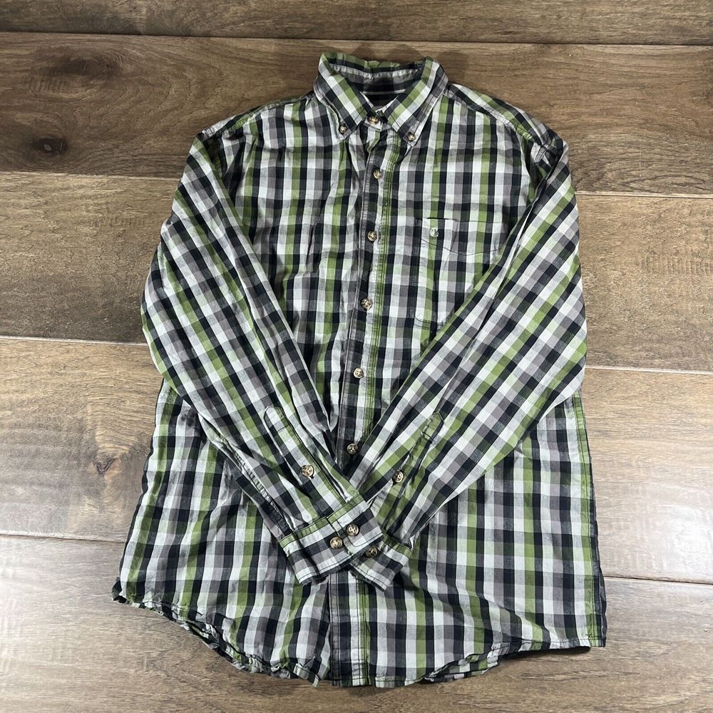Carhartt Shirt Mens Medium Button Down Classic Plaid Cotton Pocket S218